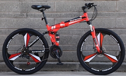 Folding mountain bike black&red color Jiangwo foldable MTB mountain bicycle