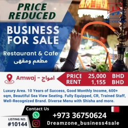 Established Restaurant & Cafe for Sale In Amwaj, Bahrain