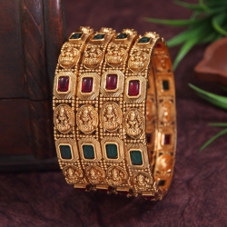 Buy Premium Laxmi Temple Matte Finish Bangle Set Online